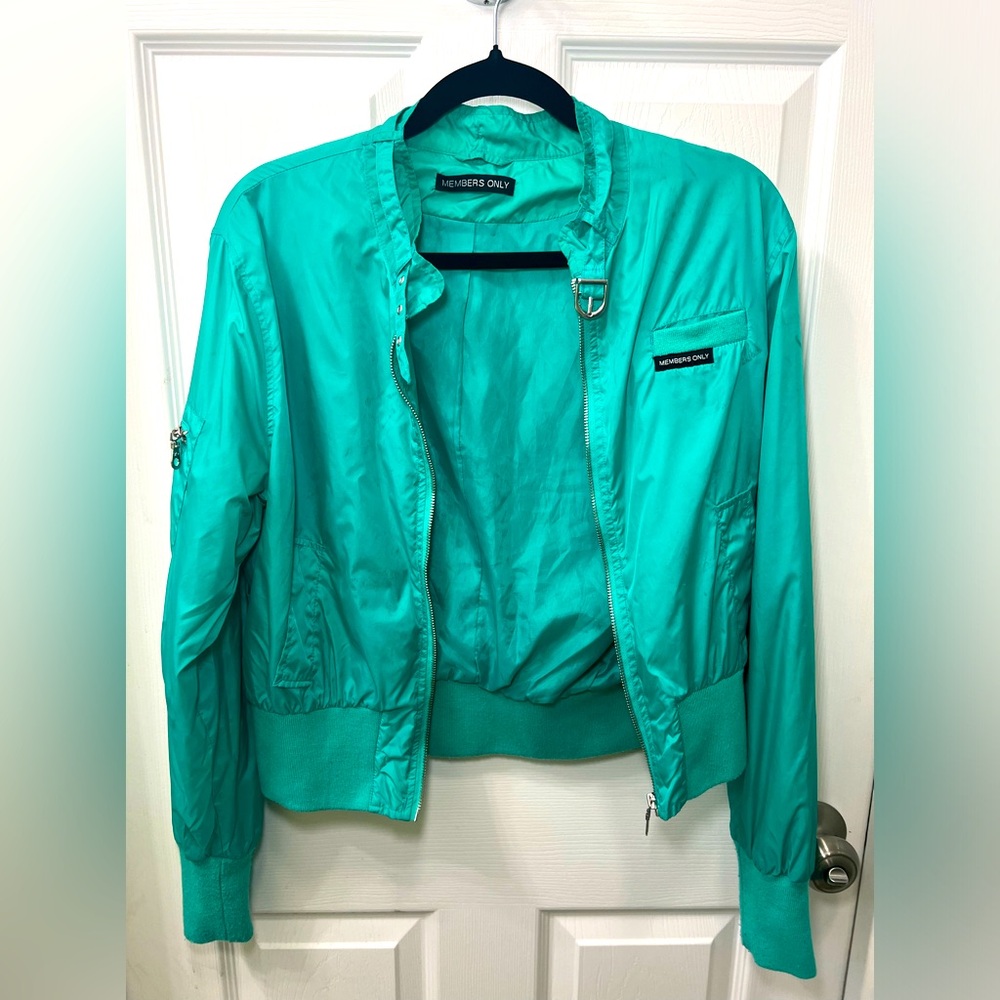Aqua Members Only Bomber Jacket (Medium)